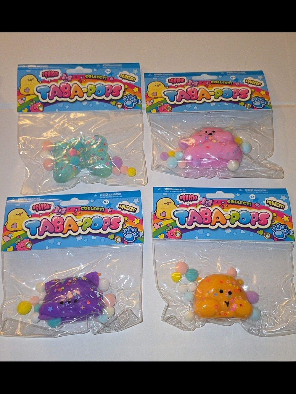TABA-POPS Lot Of (4) Bundle New Sticky Squishy Collect Kids Ages 5 And Up